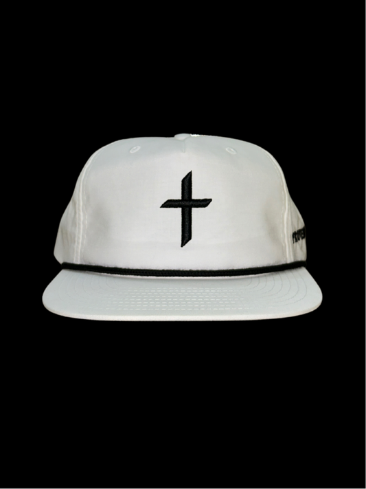 White/Black Rope 256 With Embroidery Black Thick Cross, Proverbs 4:18, and Crossover
