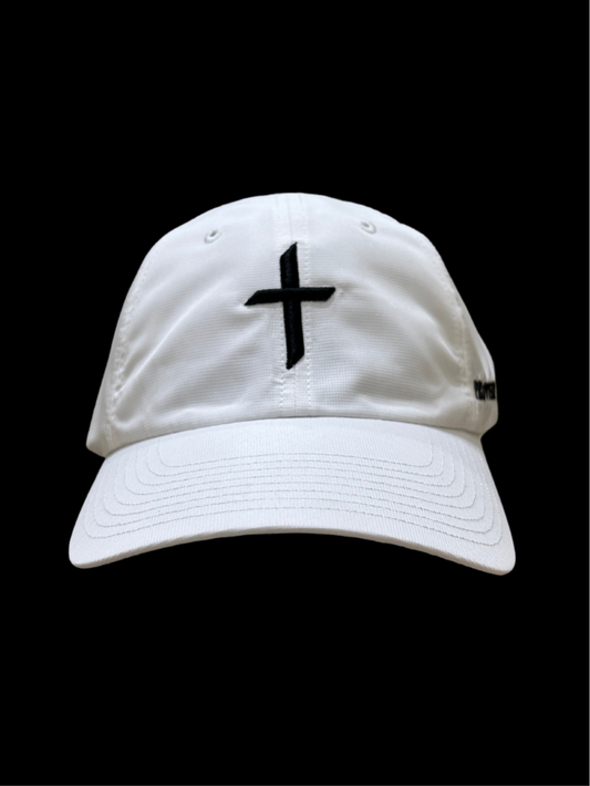 White 220 With Embroidery Black Thick Cross, Proverbs 4:18, and Crossover