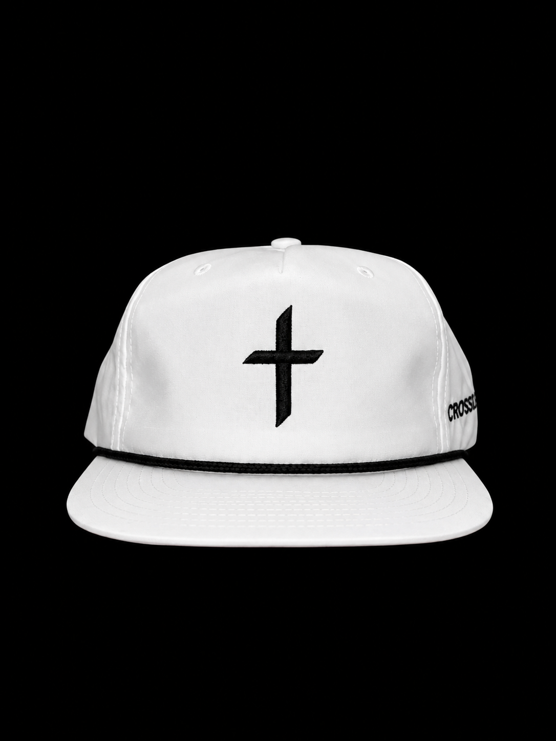 White/Black Rope 256 With Embroidery Black Thick Cross, Proverbs 4:18, and Crossover