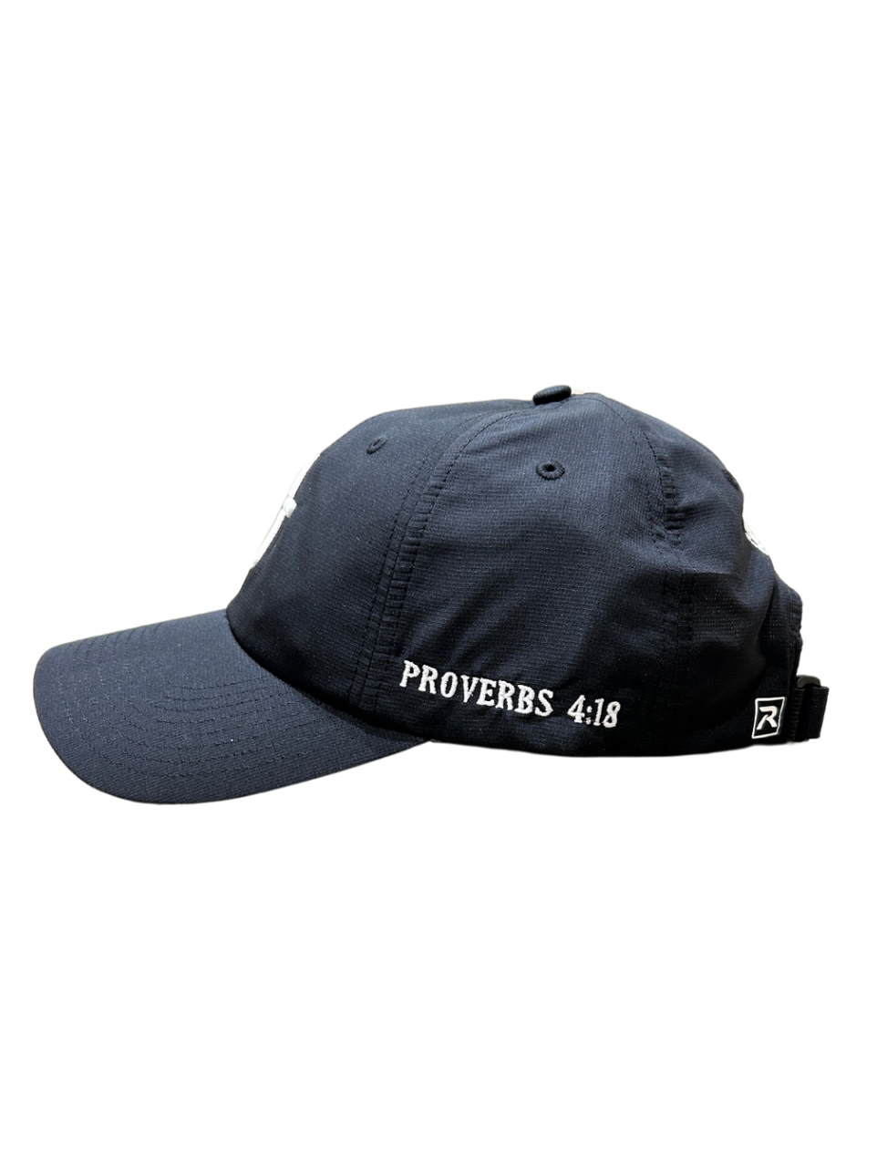 Black 220 With Embroidery White Thick Cross, Proverbs 4:18, and Crossover