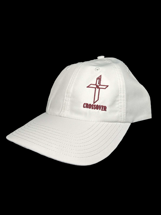 White 220 With Embroidery Maroon "Crossover" Logo