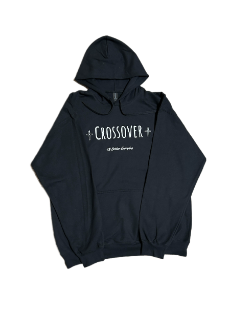 Black Hoodie With White "Crossover" Logo